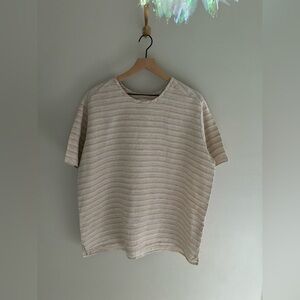Flax Striped Shirt Top Linen Size Large‎